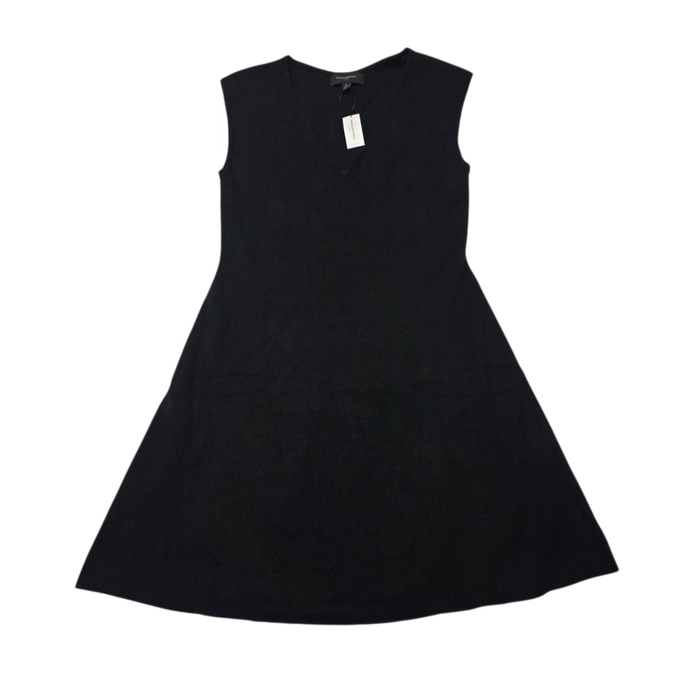 Banana Republic Dress Womens Small Petite Black V-Neck Sleeveless Knit Fit Flare